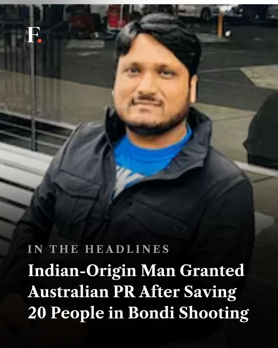 firstpost's tweet photo. An Indian-origin cab driver from Hyderabad who helped save nearly 20 people during the deadly Bondi Beach shooting in Sydney has been granted permanent residency in Australia for his bravery. https://t.co/3QjiKJkBY3