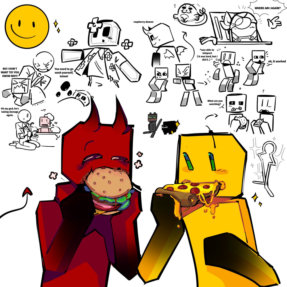 Likee07806010's tweet photo. I recently ate pizza and made a quick art piece with it. Nothing unusual, just my imagination. 

( And thanks to everyone who makes fan art with my characters, I'm very pleased ( ´∀`) )
#verity #fanchild #thatmob https://t.co/4AFhII102F