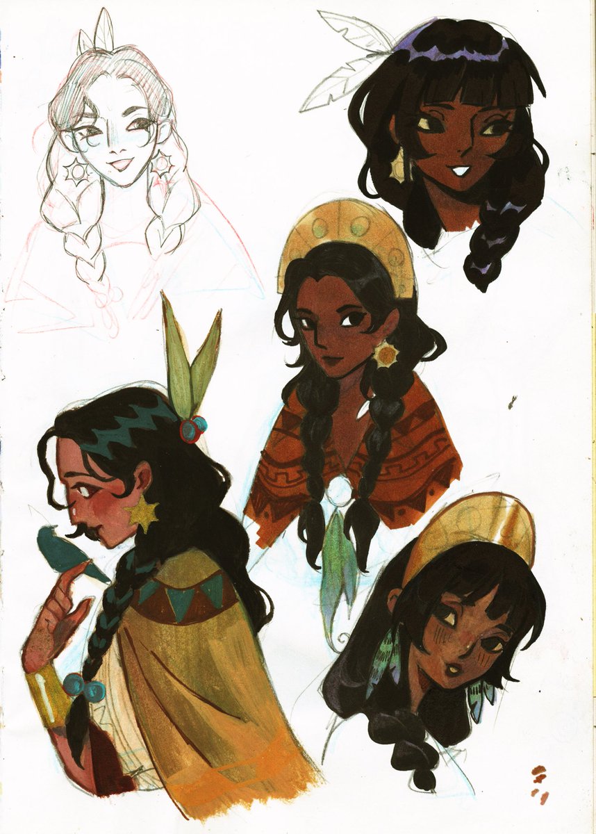 XeonSoda's tweet photo. Estos bocetos los hice para un libro que estaba ilustrando en 2024, mushashas andinas 🌼 https://t.co/QxkRkyQHyl