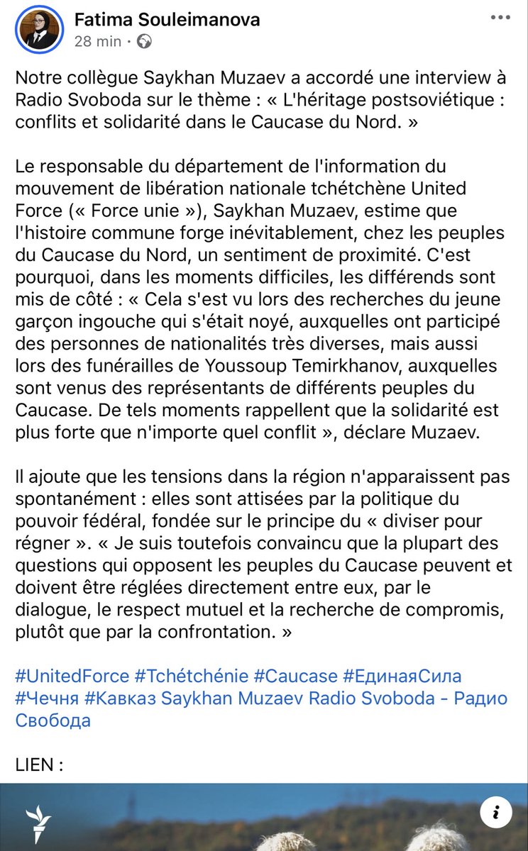 fs03121996's tweet photo. Notre collègue Saykhan Muzaev a accordé une interview à Radio Svoboda sur le thème : « L'héritage postsoviétique : conflits et solidarité dans le Caucase du Nord. »

https://t.co/T98OjxvIXm https://t.co/ftUJJ96Oxi