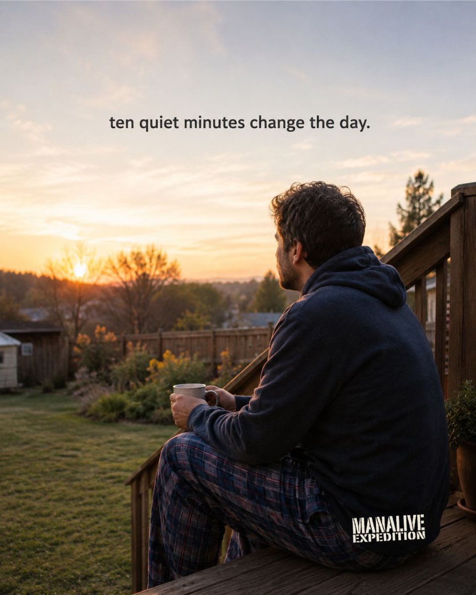 manalivemen's tweet photo. Ten minutes. Coffee. Before the phone, before the noise. Most men skip it because it feels unproductive. It's the opposite. It's the one stretch not spent performing. Try it tomorrow. https://t.co/1fVqHzVBCB