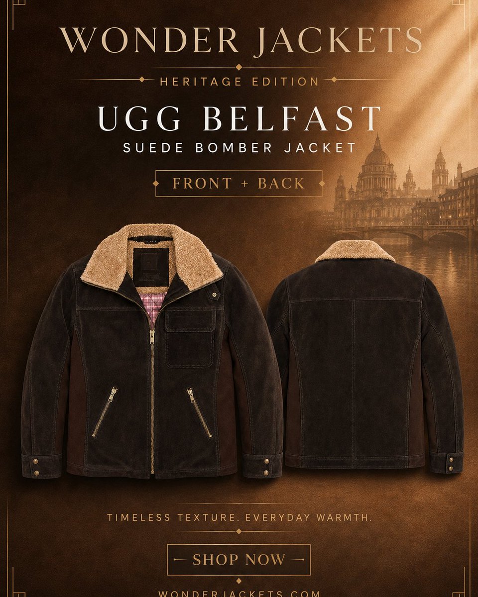 wonderjackets's tweet photo. 🤎 Stay warm in timeless style with the UGG Belfast Suede Bomber Jacket. Premium suede, classic bomber design, and everyday comfort make it the perfect outerwear essential.

#UGG #BomberJacket #WinterStyle #SuedeJacket https://t.co/2tsux2c4lM