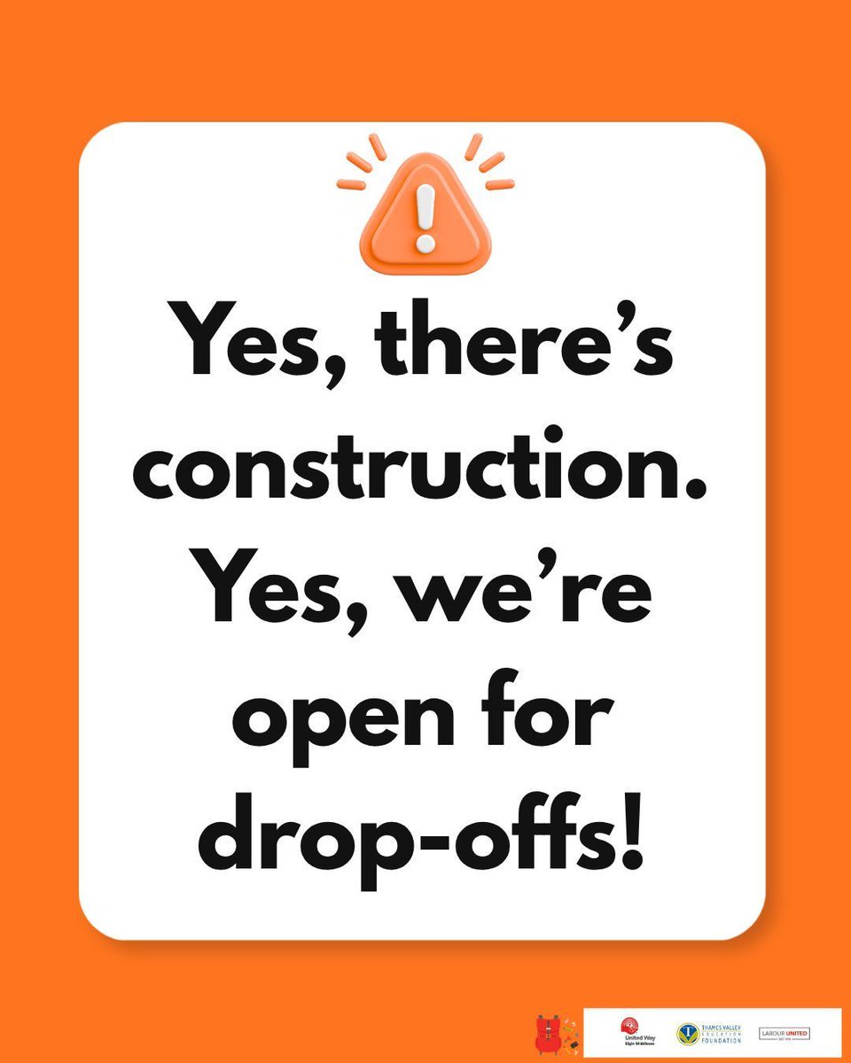 TVeducationFdn's tweet photo. 🚧Construction Notice🚧 
Construction is temporary, but your impact lasts all school year. We’re still accepting #BestFirstDay donations at the Education Centre (1250 Dundas St.), Monday-Thursday, 8 am - 4 pm. Swipe for the detour route and come see us! ✨🎒✏️ https://t.co/bSrwhLTgcV