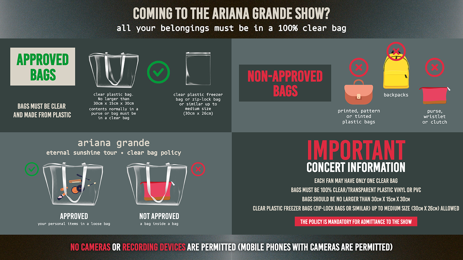 Heading to Ariana Grande? Please note important information regarding the clear bag ... - News Directory 3