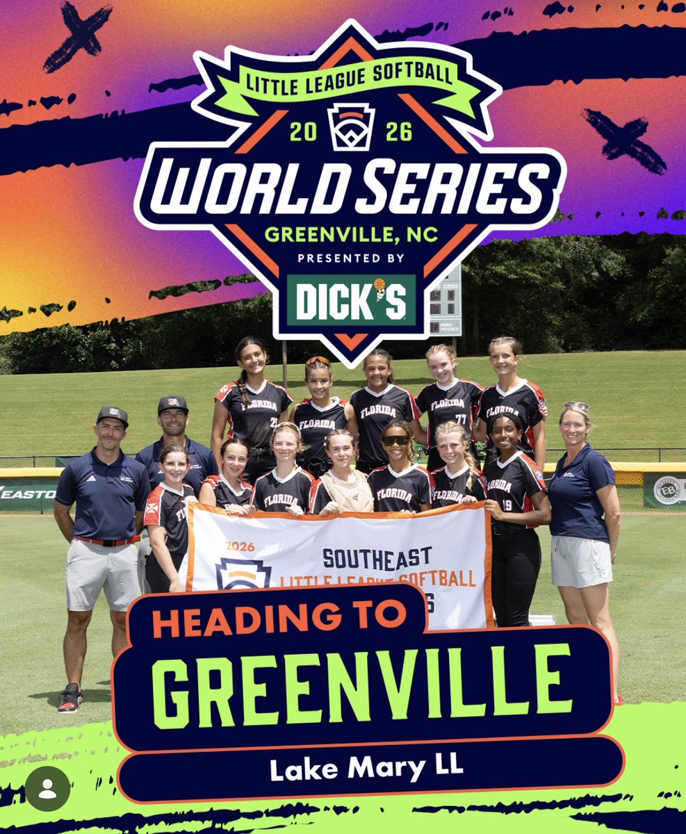 lake_bat's tweet photo. The Lake Mary Little League 12 and under softball team punches its ticket to the Little League Softball World Series.

For the second straight year, Lake Mary will proudly represent the Southeast on the biggest stage in youth softball.

Congratulations, ladies. Lake Mary proud. https://t.co/JGN7rIjsmb