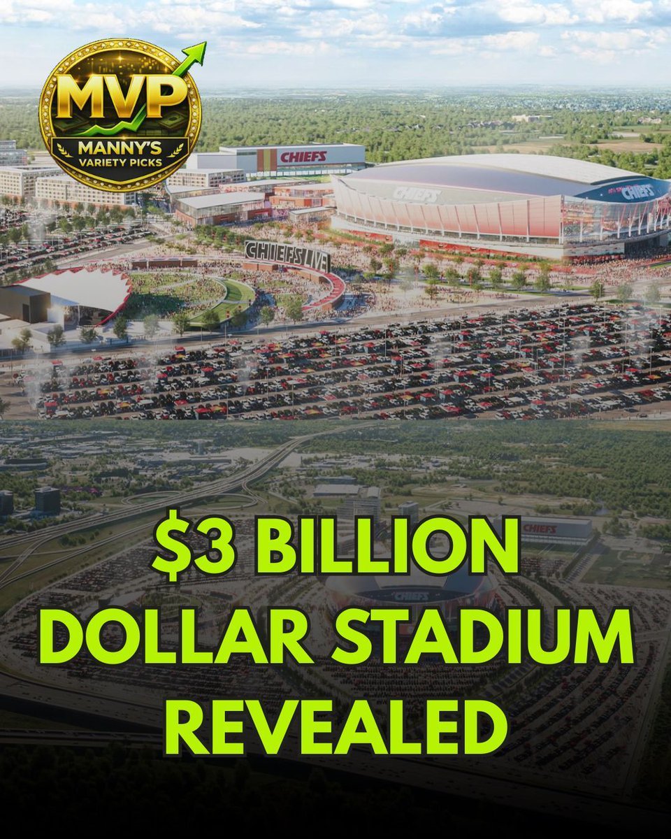 MannysVariety's tweet photo. 🔥 The Kansas City Chiefs unveiled renderings of the team’s planned stadium in Kansas City, Kansas, which is expected to open in 2031.

The stadium would seat about 70,000 fans and feature a fully enclosed roof.

What are your thoughts? 🤔

#nfl #traviskelce #taylorswift #mahomes https://t.co/jTpBM87TlK