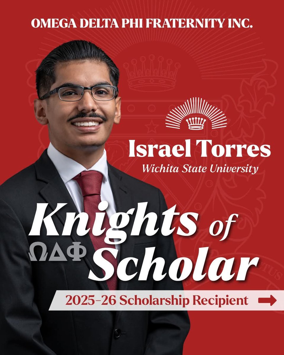 ODPhi's tweet photo. The Department of Undergraduate Affairs is pleased to officially announce the recipient of the Knights of Scholar National Scholarship, Israel Torres, President of Wichita State University Prospective Chapter. Congratulations brother! https://t.co/pvEuxOxfOn