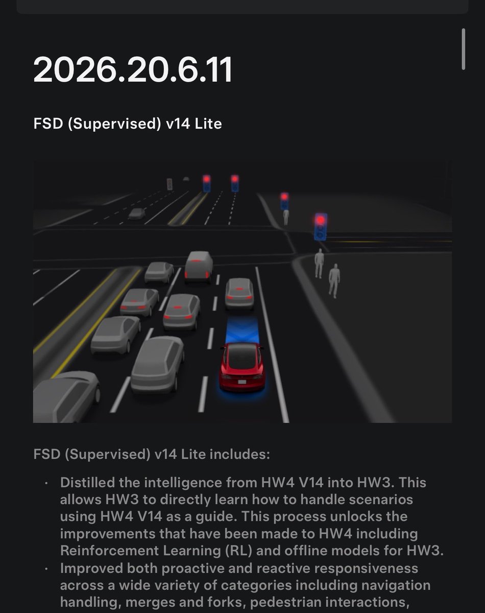 BLKMDL3's tweet photo. Big wave of FSD v14 lite rolling out!

Check your apps https://t.co/Eq1ggZx6to