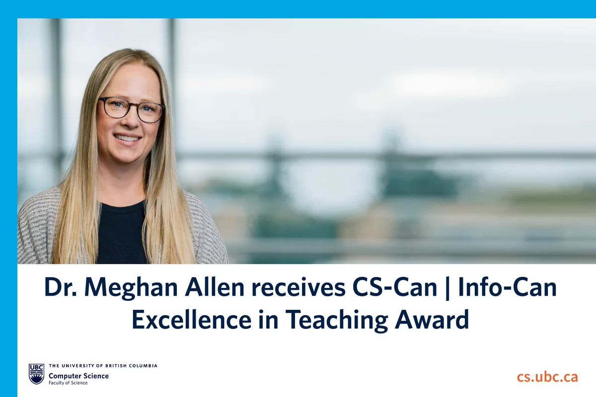 Dr. Meghan Allen receives CS-Can | Info-Can Excellence in Teaching Award 