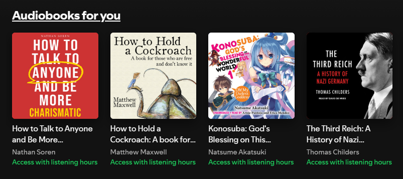 Wr4ithWr4ith's tweet photo. im trying to listen to music dude, not konosuba audio book and how hitler rose to power https://t.co/w65JqGFePW
