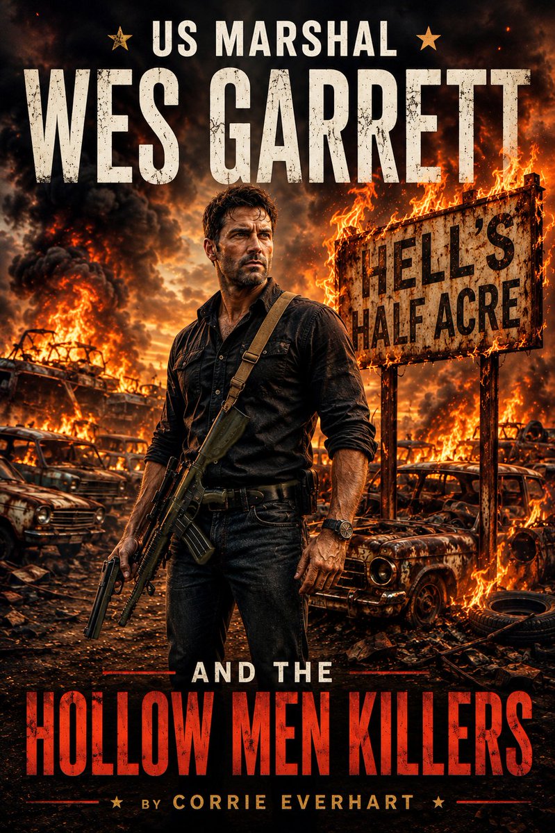 CorrieEverhart's tweet photo. If you've ever wondered where Wes Garrett came from, the truth is, he's a little bit of every hero I admired growing up.
I loved the characters portrayed by Clint Eastwood, Chuck Norris, and Mel Gibson.
I also became a fan of author Robert B. Parker's Spenser for Hire and Jesse Stone, whose stories showed me that a hero didn't have to be the loudest man in the room.
He could be thoughtful, observant, quietly confident—and still be the toughest guy in the fight.
From the very beginning, this story was written cinematically. Every chapter was envisioned as though it were unfolding on screen, with an emphasis on visual storytelling, character-driven dialogue, and grounded action.
The novel is over 660 pages-
Some stories are written because an author has something to say.
Others are written because certain characters simply refuse to leave.
Wes Garrett was the second kind.
Long before this novel existed, I could already see him clearly—a Deputy U.S. Marshal who solved problems differently than everyone around him. While others reacted, Wes anticipated. He didn't rely on luck. He relied on preparation, discipline, observation, and the lessons his father taught him.
As the story grew, so did the world around him. Hell's Half Acre became more than a setting. It became a character. The people who found refuge there became a family. Every trap, every tunnel, every conversation, every victory and every loss unfolded in my mind like scenes from a movie.
My hope is that when you read this novel, you don't simply follow Wes Garrett's story.
I hope you feel like you're standing beside him.
— Corrie Everhart
Wes Garrett- Coming Soon!
