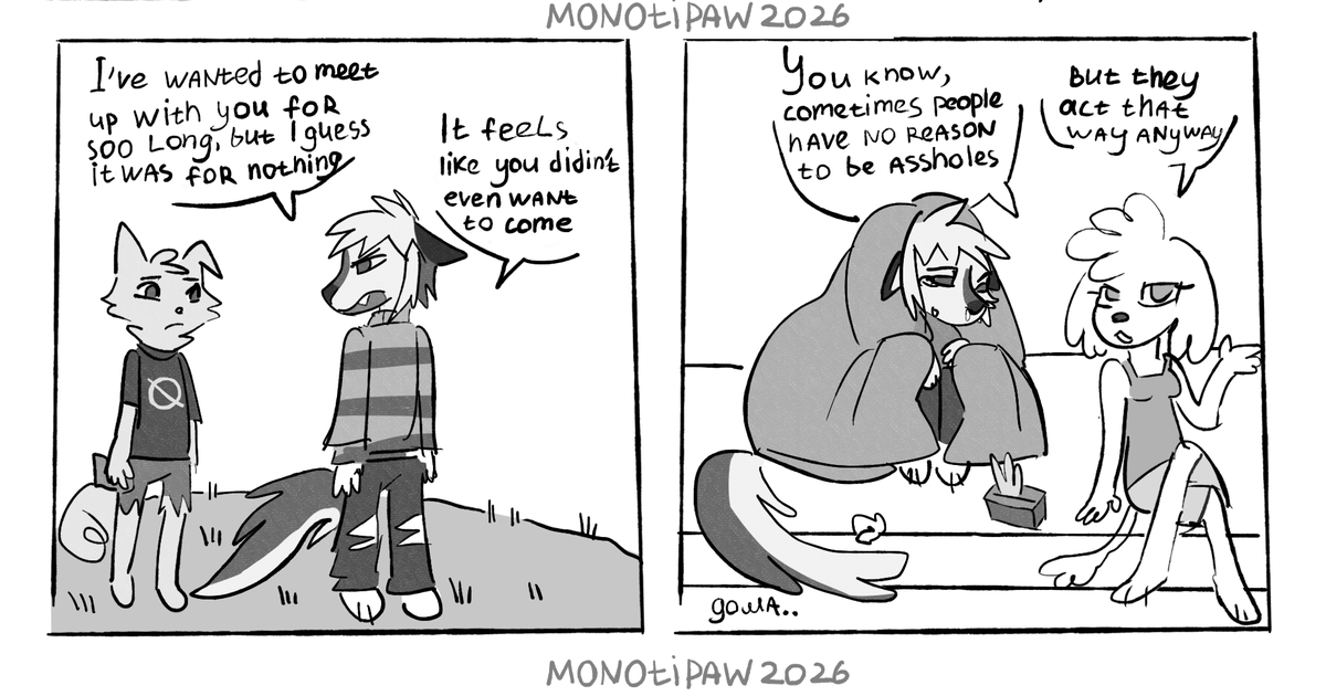 MONOTIPAW's tweet photo. Does this situation sound familiar?

#comic #furryartㅤㅤㅤ #furryㅤㅤㅤ #webtoon #furrycomic #sliceoflife https://t.co/3RdWXSmMj4