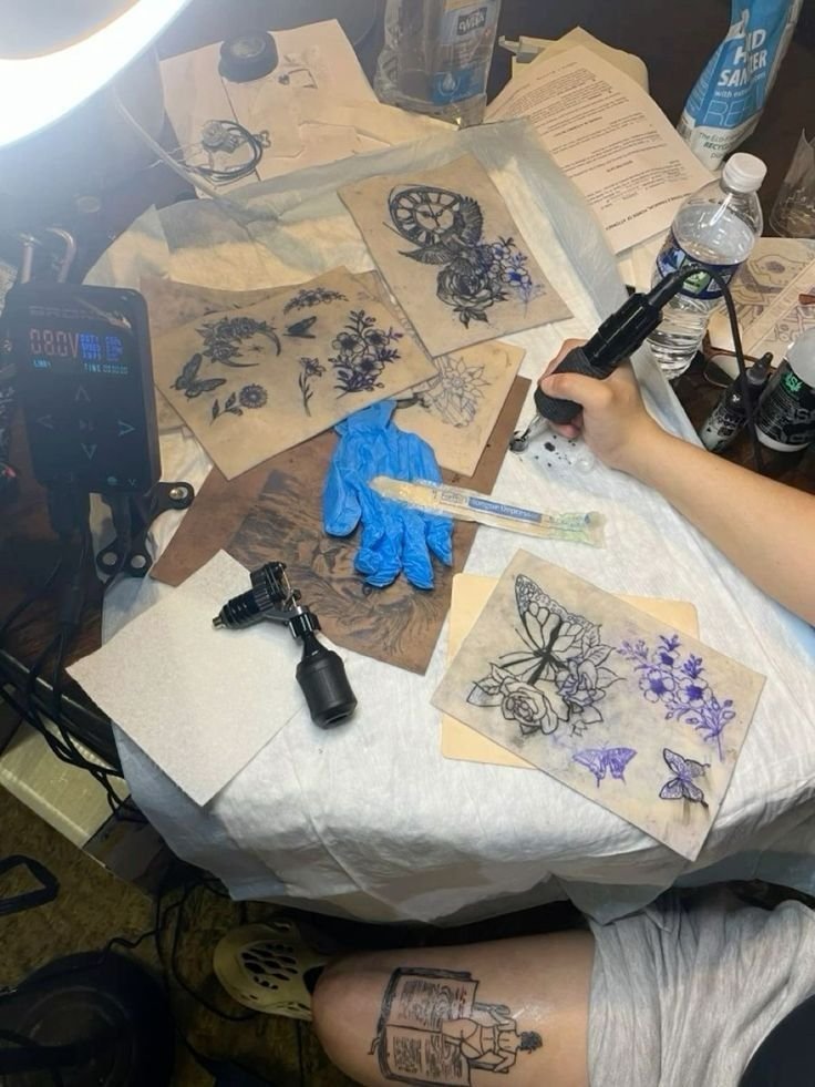 afterglow0xq's tweet photo. sram characters and what tattoos i'd think they'd get  : a thread 🧵 (making threads to keep my sanity alive fork found in kitchen) #sramhr https://t.co/4I6IpnbwXm
