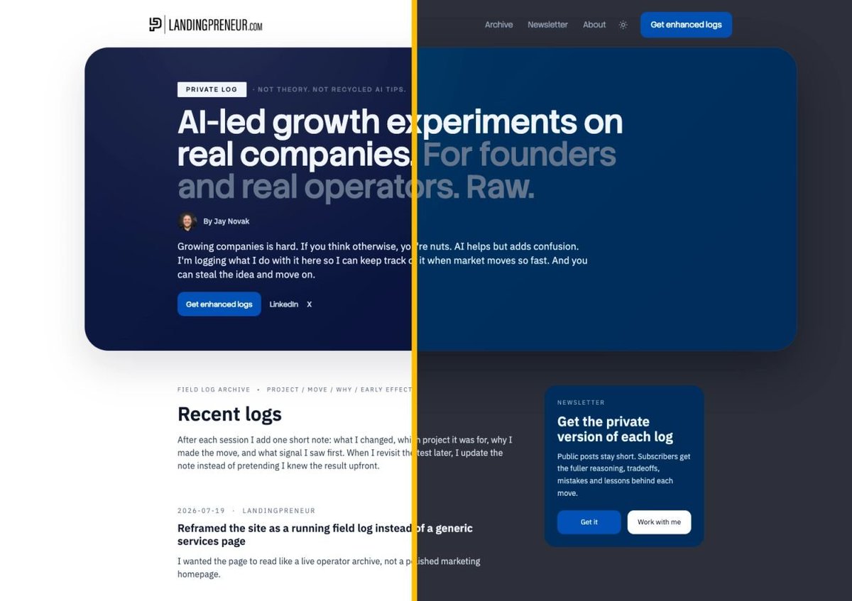 jaynovak_'s tweet photo. New Landingpreneur site is live. 
There are gonna be many more field logs from real projects and companies. 
A lot of boring tasks to do from the technical perspective. But hey, if you're operating rather than talking then you know exactly what I mean
Moving on. https://t.co/p7dfQnqlqd