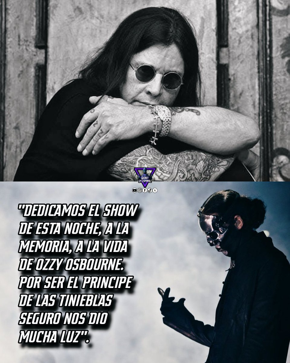 Ghostenespanol1's tweet photo. Hace un año, el mundo del rock despidió a Ozzy Osbourne.

Esa misma noche, Ghost subió al escenario del Madison Square Garden y rindió homenaje a quien inspiró a generaciones enteras de músicos. 🤍 https://t.co/kdytzbWhXt