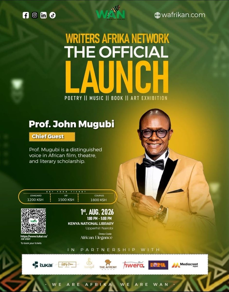 korva_v's tweet photo. Proud to support Writer's Afrika Network Official Launch! 🎉 Poetry, music, books &amp; art , all in one afternoon.
📅 1st Aug | 1–5PM | Kenya National Library, Upperhill
🎟️ Book tickets from https://t.co/JnoqEpTSUX
#WeAreAfrika #WeAreWAN https://t.co/Z2y6f5YDsv