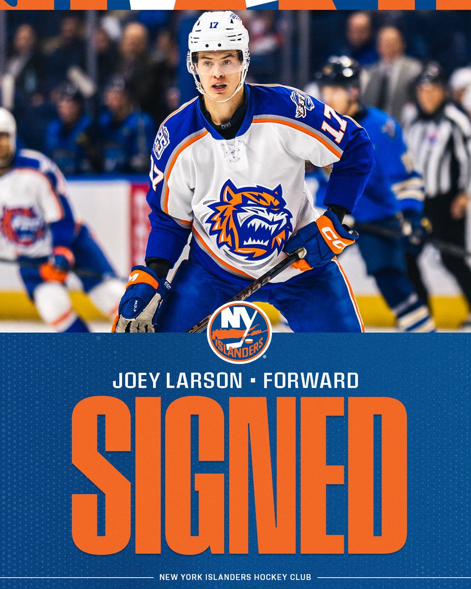 NYIslanders's tweet photo. #Isles News: The New York Islanders announced today that forward Joey Larson has signed a two-year, two-way (NHL/AHL) contract.