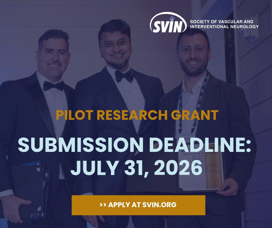 svinsociety's tweet photo. The SVIN Pilot Research Grant is here to support research in vascular and interventional neurology! If your project is innovative, grounded in strong scientific rationale, and ready for the next step, apply by July 31!
โ
https://t.co/l2TuqIg6sb
#SVIN #SVINPilotGrant #VascularNeurology #StrokeResearch #ResearchFunding