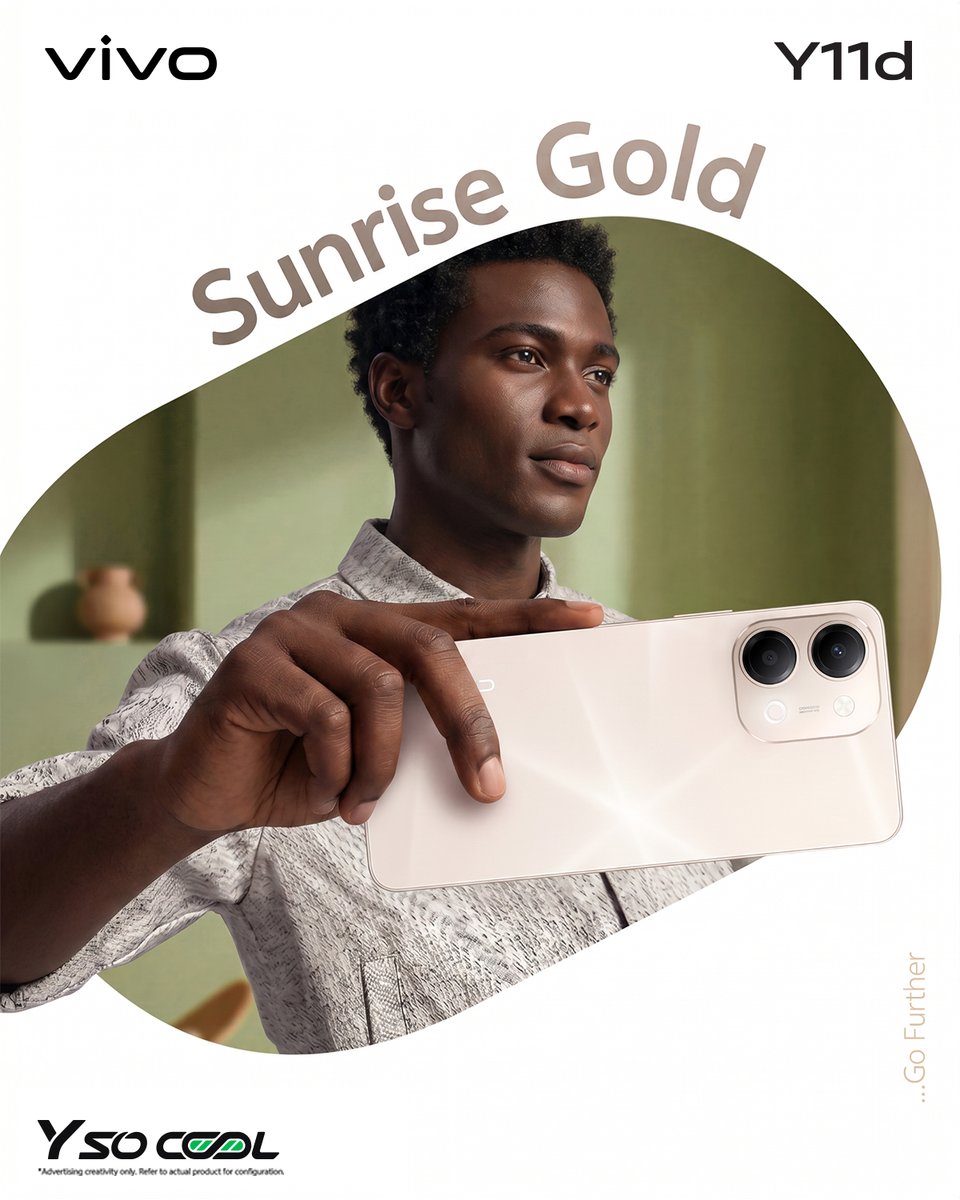 vivo__Nigeria's tweet photo. Gold never gets old.
Presenting the new vivo Y11d in Sunrise Gold. 📷📷
#vivoNigeria #vivoY11d #YSoCool #GoFurther #Warevivocommunity https://t.co/Wy82rr92yl