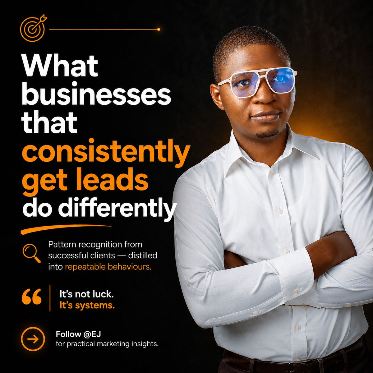 ambijamesonline's tweet photo. What businesses that consistently get leads do differently.

After years of working with businesses across multiple industries, the pattern is clear.

Businesses with consistent, predictable lead flow have these behaviours in common:

1️⃣ THEY NEVER STOP MARKETING
Even when they https://t.co/BUDSsnWSyM