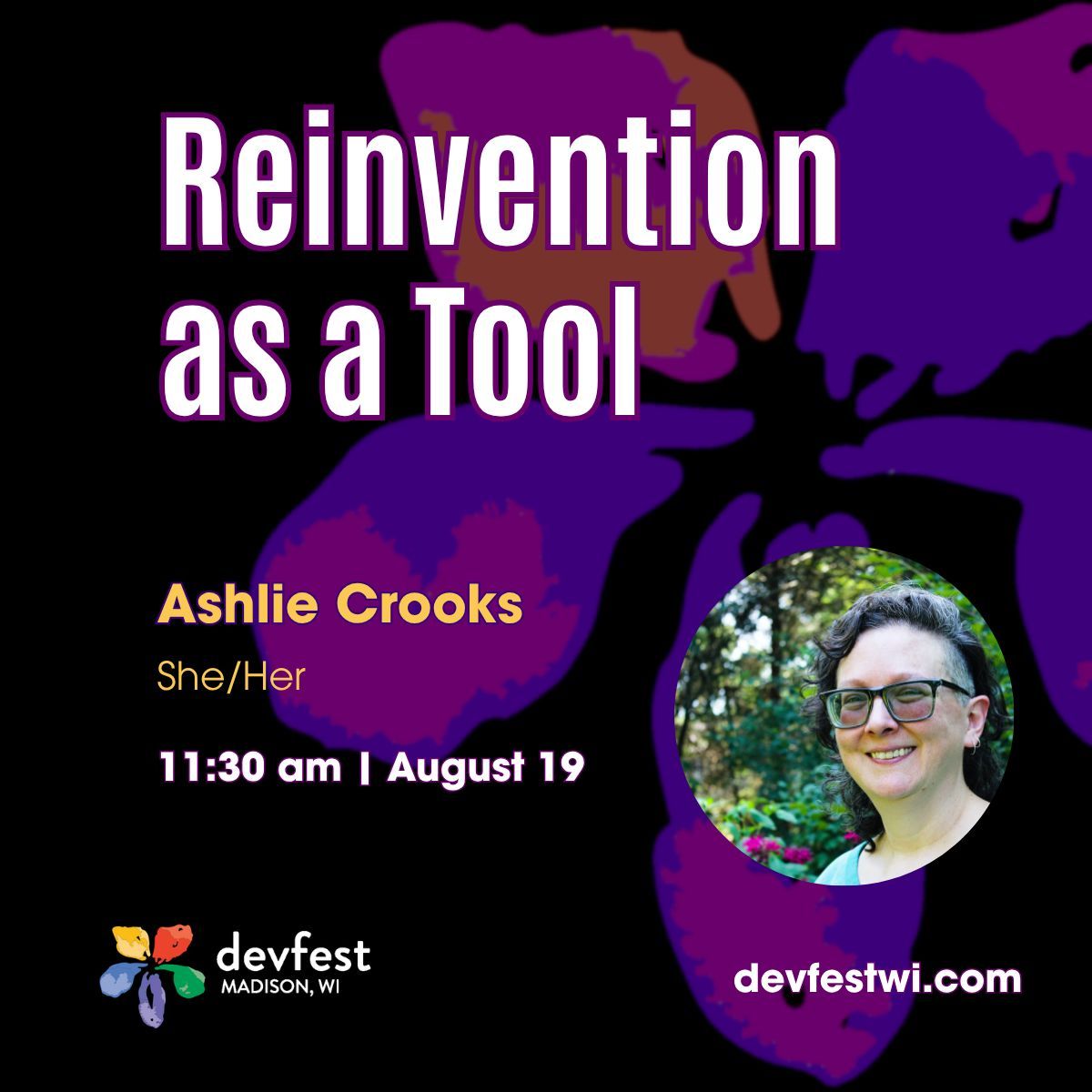 gdgmadison's tweet photo. Head over to https://t.co/xAPitVWRMG to pick up DevFest WI tickets so you can hear Ashlie Crooks give her talk, Reinvention as a Tool. Learn how to retool and rebuild a career around what makes you YOU! https://t.co/mdtQdoYvB0