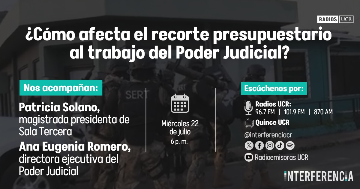 interferenciacr's tweet photo. El Poder Judicial alertó sobre el impacto que tendrá un recorte presupuestario aplicado por el Gobierno en los recursos que ya estaban previstos para este año. Esta noche ampliaremos sobre lo ocurrido. Sintonícenos.
#Interferencia #RadiosUCR https://t.co/eTgTCW2dpy