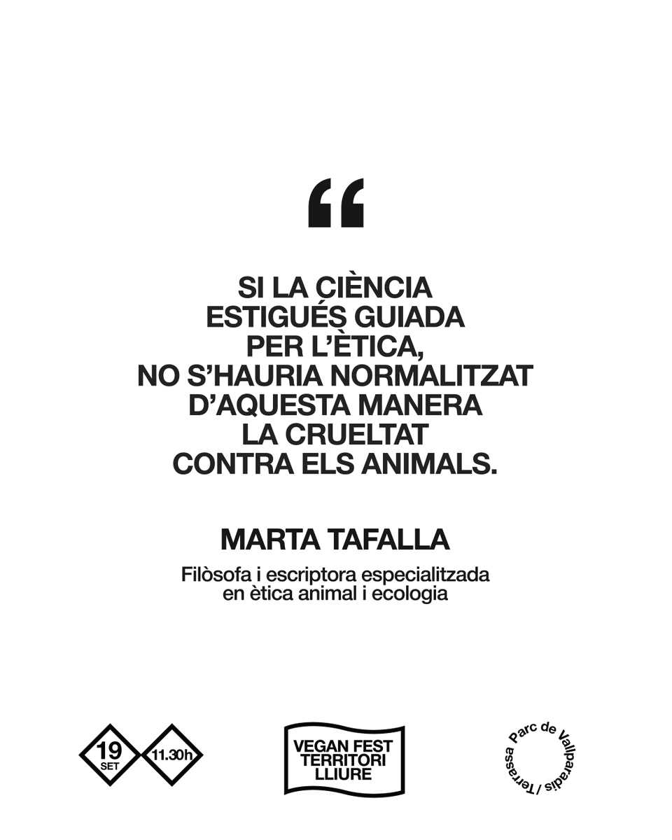 VeganFestCat's tweet photo. Podem parlar de progrés científic quan depèn del patiment de milions d’animals?

Marta Tafalla presenta Paradojas de la experimentación en animales al Vegan Fest.

🗓️ 19 de setembre · 11.30 h
📍 Escenari EMPATIA · Parc de Vallparadís · Terrassa

#veganfest ✊🏻🥕 https://t.co/EjziJk8fw9