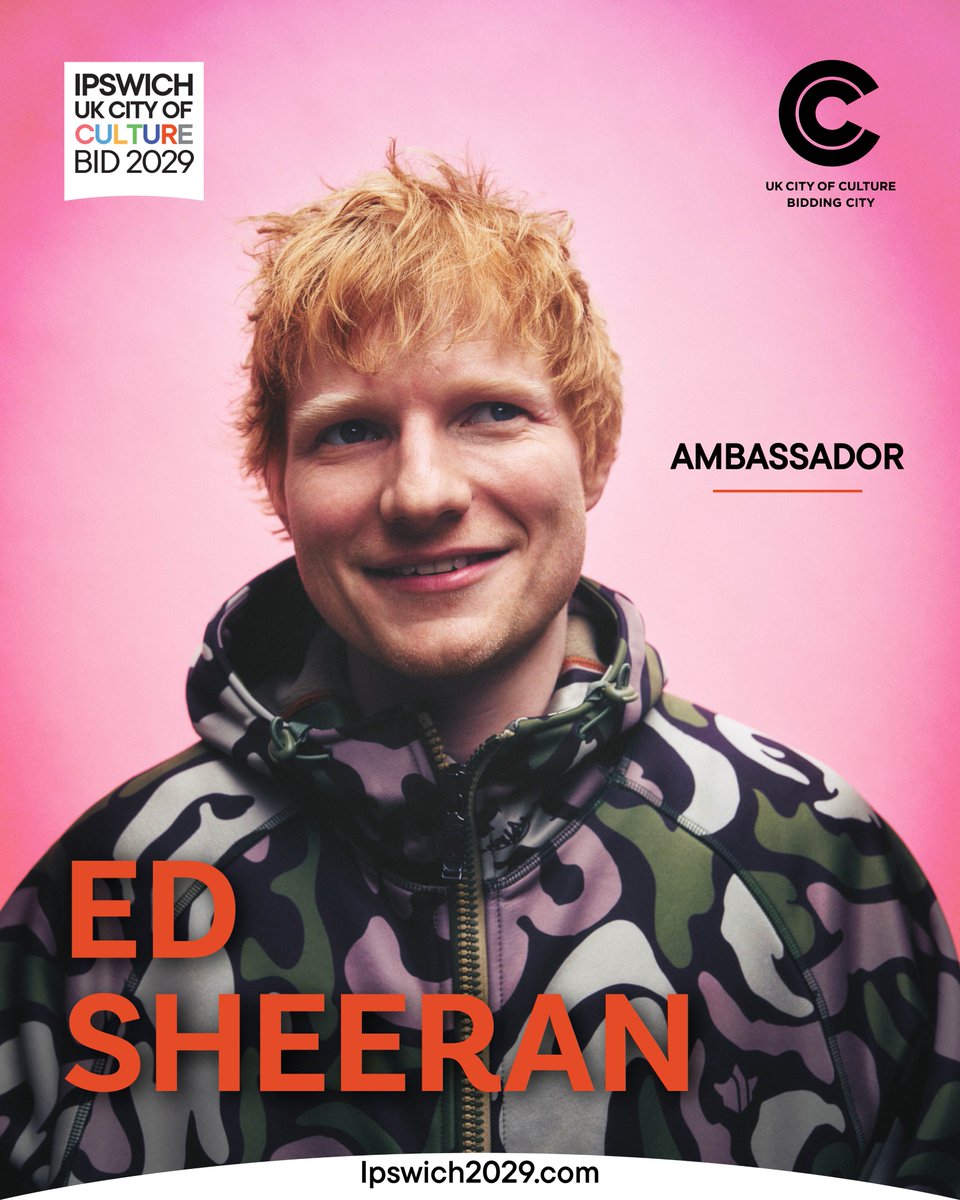 edsheeran's tweet photo. Ed's been announced as an ambassador for Ipswich's bid to become UK City of Culture 2029! 

https://t.co/EyHcssnfzq https://t.co/YrUZyO5DfY