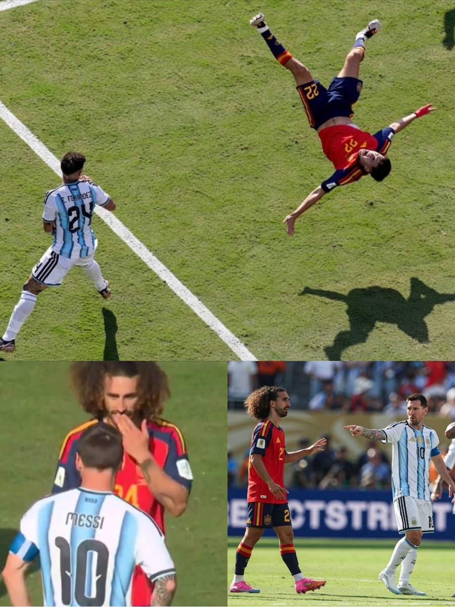FutweetFC's tweet photo. Cucurella não tentou cobrir a boca, apontam relatos.

Em vez disso, disse a Messi que Cubarsí sangrava no lábio após entrada de Enzo.

Messi ignorou e tentou expulsá-lo.

#Cucurella #Messi #EnzoFernandez #Cubarsi https://t.co/N4hEgO9mR6