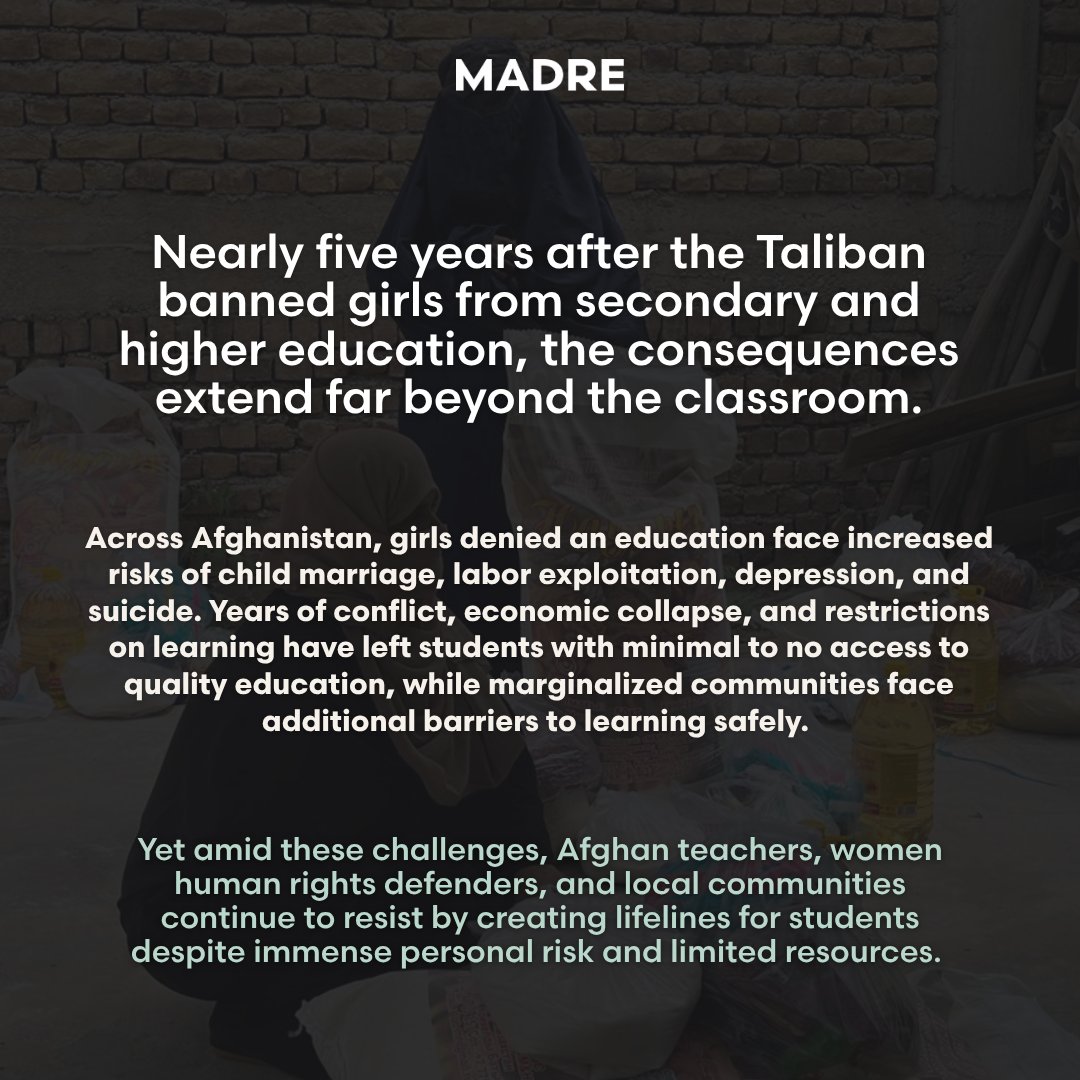 MADREspeaks's tweet photo. A new report, featuring contributions from MADRE, Afghan LGBT, and the Gender Persecution Working Group, provides recommendations to overturn a crisis depriving Afghan women and girls of their right to education and safety.

Download your copy today. https://t.co/8BkgqshFxL https://t.co/BZpOr0bw7M