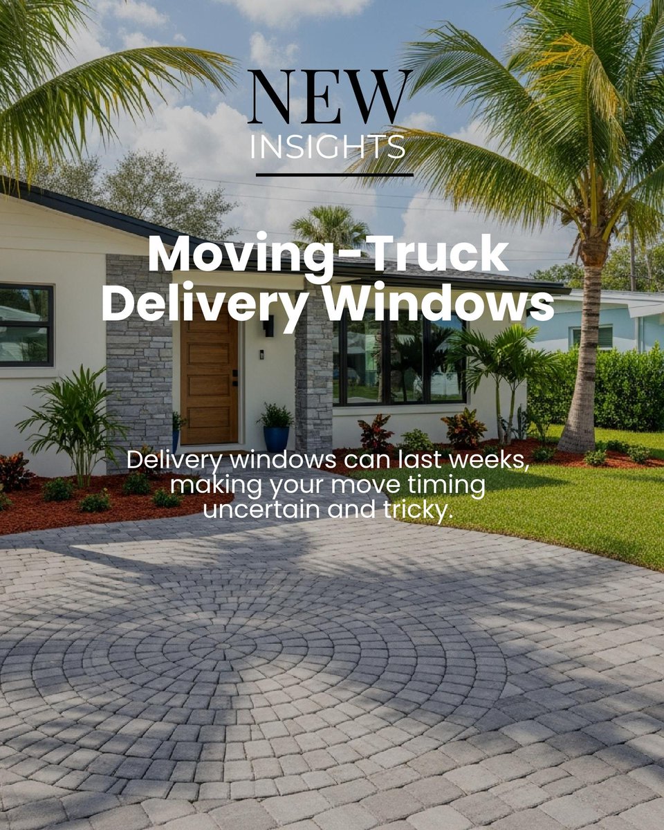 Athenashouse's tweet photo. Planning your relocation from California or New York to South Florida? 🗝️ Moving-truck delivery windows often span weeks, early planning lets you bridge the gaps with less stress.

How would you time your move? https://t.co/fW7GPsV7xi