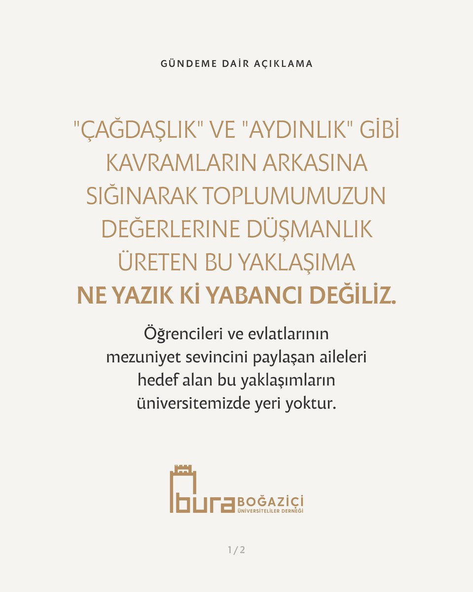 BURADernegi's tweet photo. Üniversitemizden mezun bir kişinin gündeme yansıyan ifadelerine ilişkin açıklamamızı kamuoyunun bilgisine sunarız. https://t.co/gBTIggI9mv