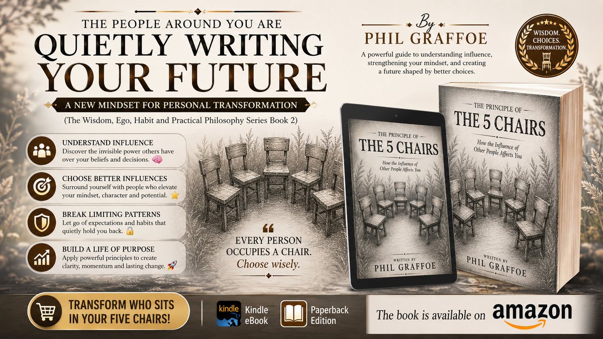 Bookspotli18191's tweet photo. 🚀Transform Your Future by Changing Your Influences! 🪑✨
📖The Principle of The Five Chairs: A New Mindset for Personal Transformation
✍️By Phil Graffoe
🛒Get your copy today on Amazon:
https://t.co/CQaEMXJBQV 👈
#SelfHelpBooks #AmazonBooks #KindleBooks #NonfictionBooks #Books https://t.co/Bt4tCrPLin
