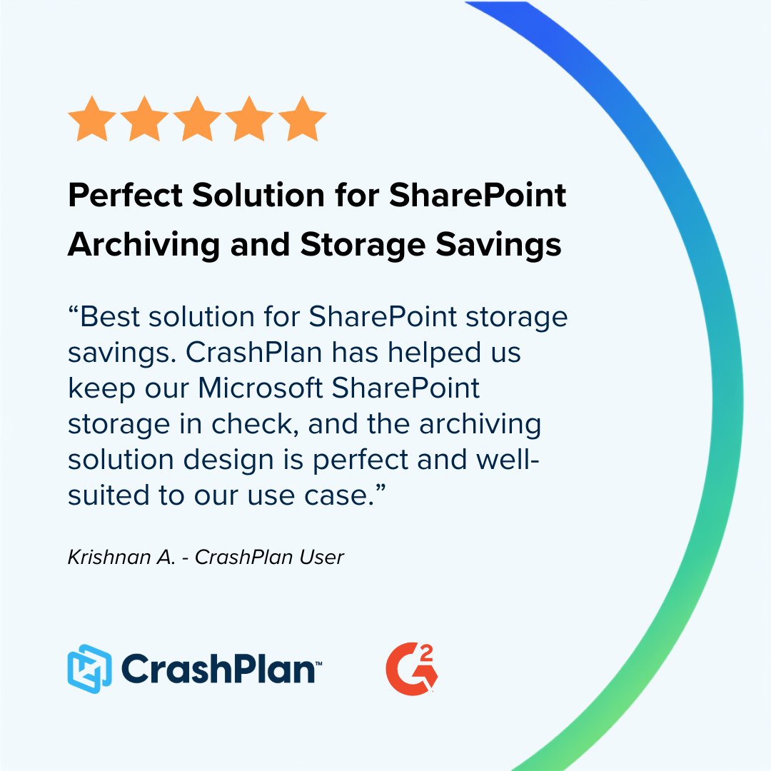 crashplan's tweet photo. We always value hearing what our customers have to say on G2 🙌 

#Microsoft365 #SharePoint #Archiving https://t.co/Ho1RWEwGvg