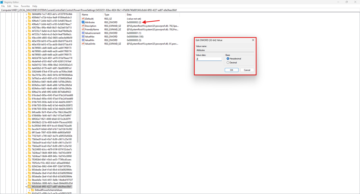 ultimatetweakk's tweet photo. 🚀 Hidden Windows Setting for Smoother Gaming

Windows puts some CPU cores to sleep to save power.

Waking those cores takes time.

By lowering the Core Parking Overutilization Threshold, Windows can wake them up sooner during gameplay, which may reduce micro stutters on some PCs.

1️⃣ Unlock it
📍 Regedit:
HKEY_LOCAL_MACHINE\SYSTEM\CurrentControlSet\Control\Power\PowerSettings\54533251-82be-4824-96c1-47b60b740d00\943c8cb6-6f93-4227-ad87-e9a3feec08d1

Change:
Attributes = 2

2️⃣ Change the value
Control Panel → Power Options → Change plan settings → Advanced power settings → Processor power management

Set Processor performance core parking overutilization threshold to 20%.

🚨It won't magically increase FPS, but it can help Windows react faster to sudden CPU load and may reduce stutters on some systems.

Follow @ultimatetweakk  for more Windows gaming tips. 🚀