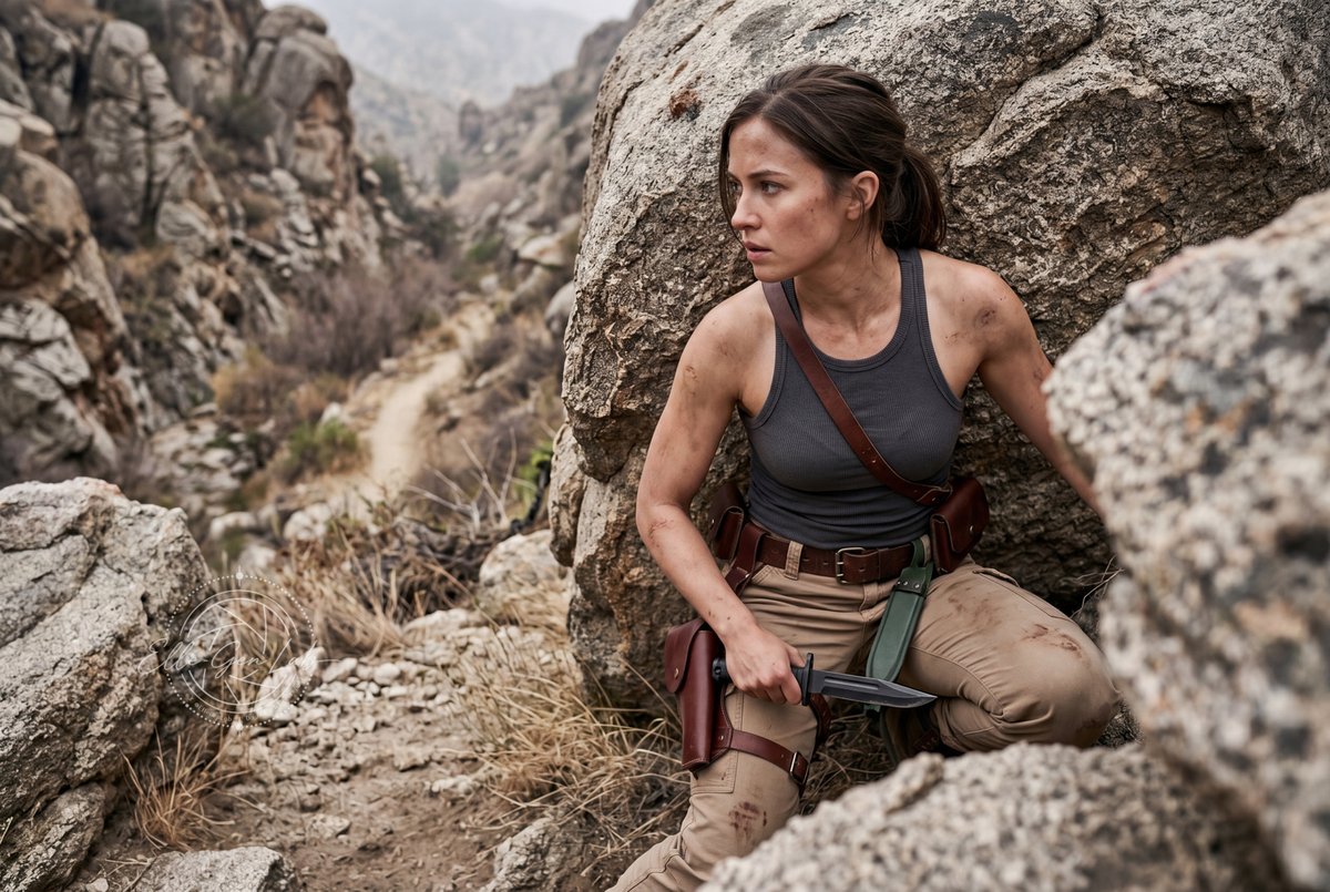 ElleGenLab's tweet photo. Dans l'ombre des rochers, chaque pas compte.
#LaraCroft #TombRaider #ArtIA https://t.co/fsZ8w0gXML