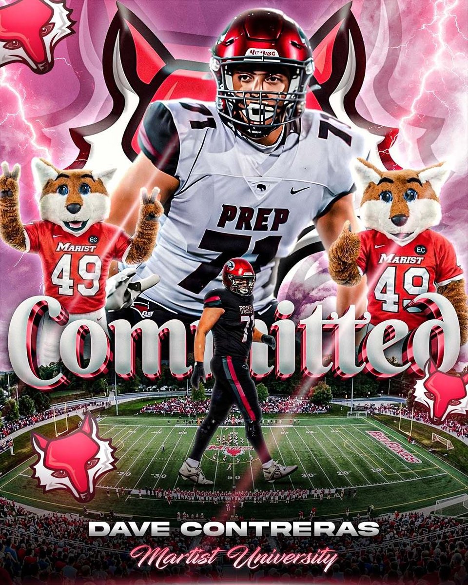 DavidCon77's tweet photo. Blessed to announce that I am continuing my academic and football career at Marist University. Thank you to my parents, coaches, and teammates. #goredfoxes https://t.co/Un6f71GeNg