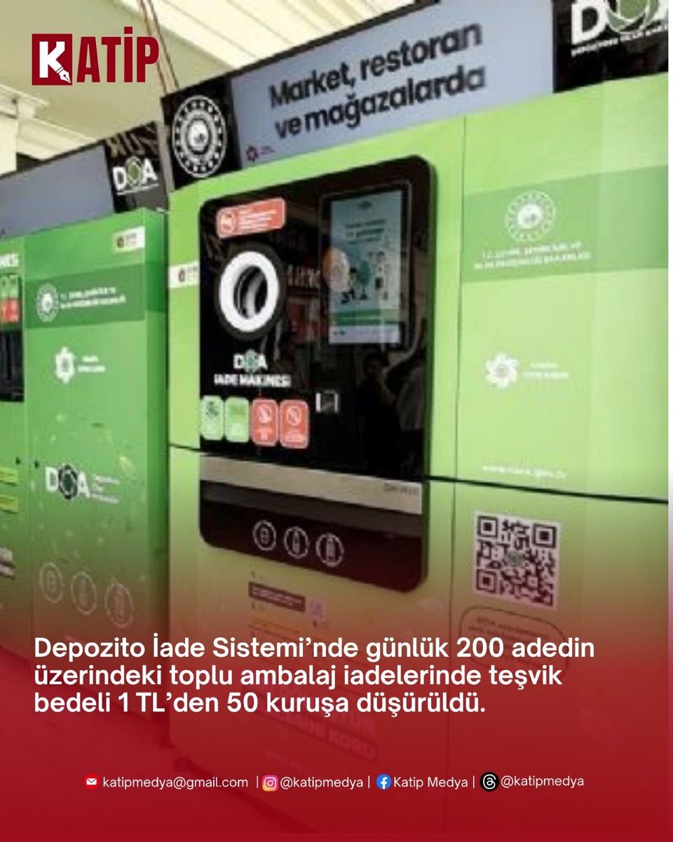 katipmedya's tweet photo. 1 Temmuz'da yürürlüğe giren Depozitosu Olan Ambalajlar (DOA) Sistemi'nde, Çevre, Şehircilik ve İklim Değişikliği Bakanlığı koordinasyonunda Türkiye Çevre Ajansı (TÜÇA) tarafından yeni bir düzenlemeye gidildi. https://t.co/zXdK7SRAMF
