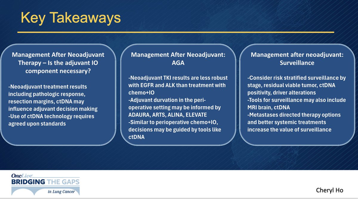 BTG Lung 2026 Day 2 slide (Cheryl Ho, MD) — management after neoadjuvant therapy in NSCLC: what is known and where the gaps remain
