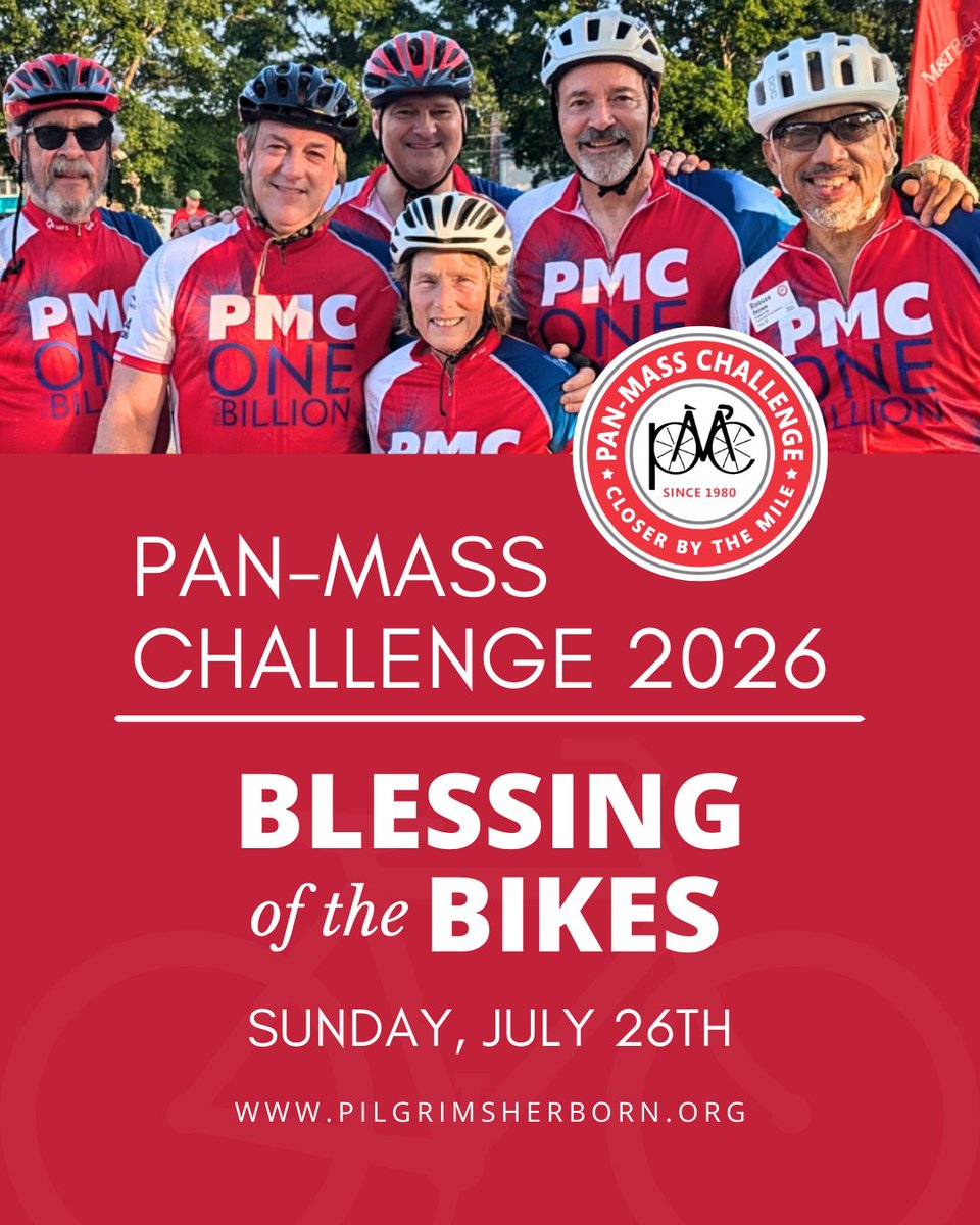 pilgrimsherborn's tweet photo. Team Pilgrim Church is gearing up for the Pan-Mass Challenge, riding to support research at Dana-Farber Cancer Institute. We'll bless our bikes and riders during worship on Sunday, July 26th. If you'd like to support the team or an individual rider, visit: https://t.co/HtfK0dZyQw https://t.co/NW0gyOpAjS