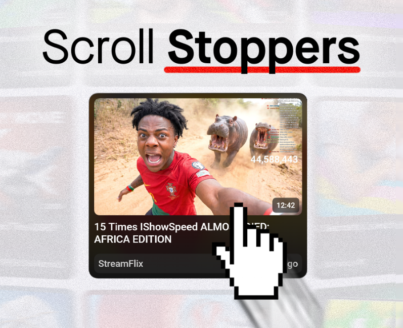 AbdullahAkramS's tweet photo. Your thumbnail has to break the scroll. If it doesn't, it simply WON'T work.

You can do that by adding subtle elements the human eye is naturally drawn to.

I call these "Scroll Stoppers."

Here are the 7 science-based scroll stoppers you can use in your thumbnails🧵 https://t.co/4kDUpvwEbL