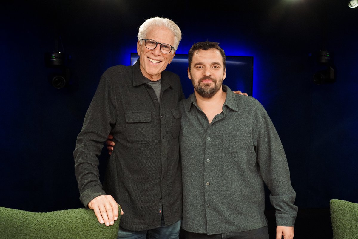 TeamCoco's tweet photo. Today on #WEKYN @TedDanson sits down with Jake Johnson to discuss  how he got to star in the pickleball comedy “The Dink” alongside @MarySteenburgen, playing complicated characters, his Cheers fandom, and more. Listen: https://t.co/Qbd1N9CazW https://t.co/EzVfgDEAKj