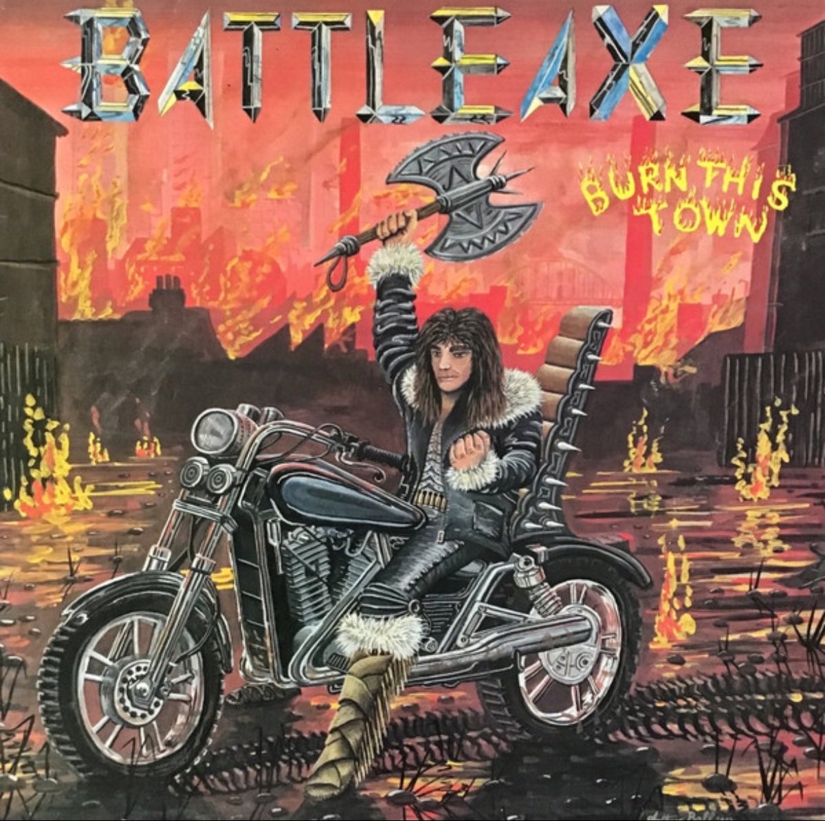 NWOBHMBr's tweet photo. 🎸 Battleaxe — banda de Sunderland (Inglaterra), formada em 1979/80.
Começaram como Warrior, mas trocaram pra não confundir com outra NWOBHM homônima, de Newcastle. Em 1981 nasceu o Battleaxe.
Estreia em 1983 com Burn This Town, pela Roadrunner Records.
#NWOBHM #Battleaxe https://t.co/RDut7gdkCV