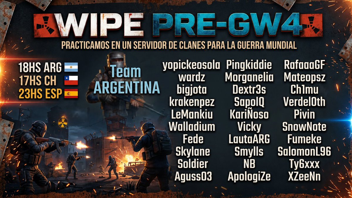 LautaARG00's tweet photo. Mañana vamos a estar practicando en un servidor de clanes con el team Argentina. Tenemos que estar preparados para la Global Warfare 4 que inicia el día jueves 30/07 🇦🇷🫡 https://t.co/4ubcQq2Yiq