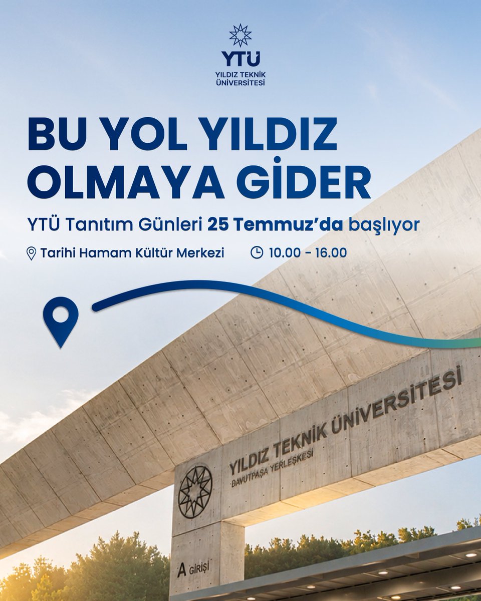 YildizEdu's tweet photo. 🌟 Bir Yıldız olmaya hazır mısın?

📅 YTÜ Tercih ve Tanıtım Günleri bu cumartesi, Davutpaşa Kampüsü Tarihi Hamam Kültür Merkezi’nde başlıyor.

🎓 Merak ettiklerini öğrenmek, kampüsü keşfetmek ve aklındaki sorulara yanıt bulmak için akademisyenlerimiz ve öğrencilerimiz seni bekliyor!