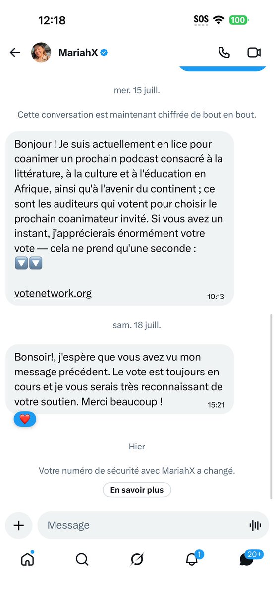 OndoboGreg's tweet photo. 🚨 ALERTE – Le compte X de Serge Mbarga Owona a été piraté.

Je viens d’échanger avec le véritable propriétaire du compte, qui m’a confirmé qu’il en avait perdu le contrôle.

Le pirate a modifié le nom d’utilisateur (@) et utilise désormais ce compte pour contacter des internautes par message privé, partager des liens et promouvoir de prétendues opportunités d’investissement.

⚠️ N’interagissez pas avec ce compte.

Ne cliquez sur aucun lien qu’il vous envoie.
Ne communiquez aucune information personnelle ou bancaire.
Signalez le compte à X (Twitter) afin de limiter le nombre de victimes.

Je publie ci-dessous les captures d’écran des messages que j’ai reçus afin que chacun puisse reconnaître cette tentative d’escroquerie.

Merci de partager cette publication pour alerter le plus grand nombre. Une simple diffusion peut empêcher plusieurs personnes de tomber dans le piège.