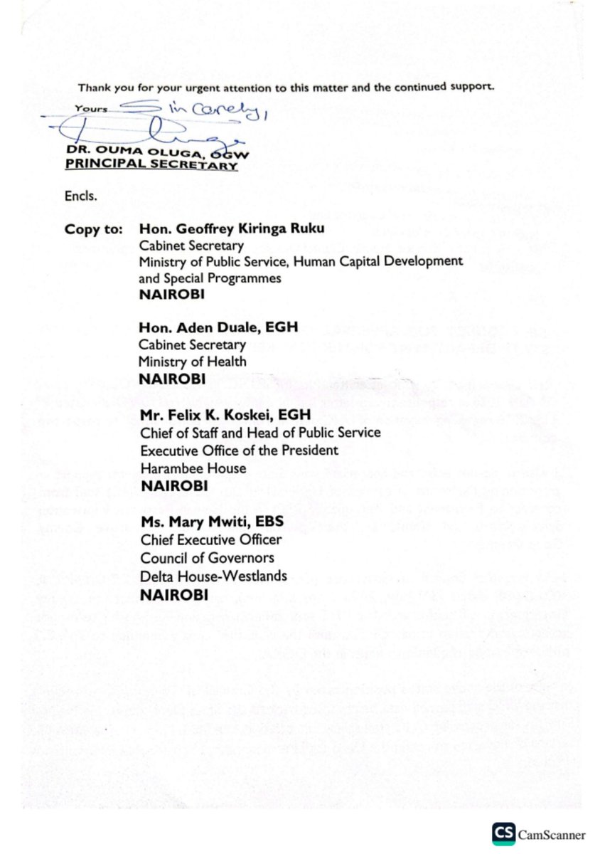 uhckenya254's tweet photo. Update:

Letter from PSC Kenya to MOH addressing the transition of UHC staff to PnP.

UHC staff payroll to remain with MOH for salary processing. https://t.co/AEXtnLPn5o