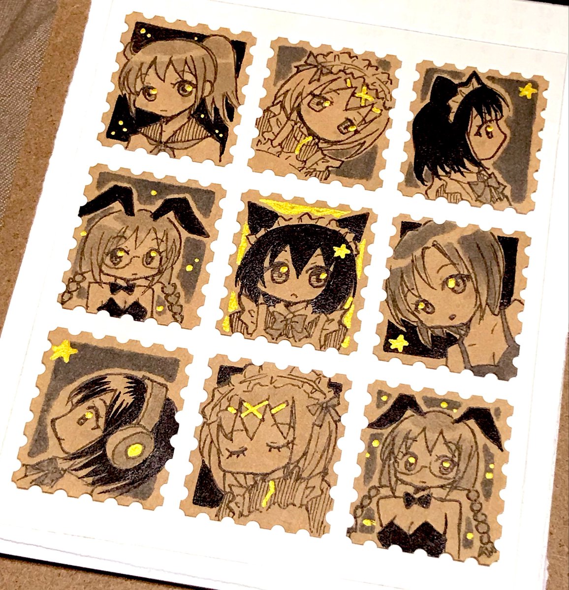 48ta0605's tweet photo. クラフト紙のシールにも描いてみたよ〜 https://t.co/rwnBtY13QX