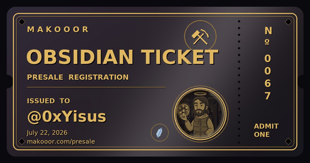0xYisus's tweet photo. I've registered for the Makooor presale 🌕 https://t.co/ofsYFlgpm6
@nobsfud 
@makooorX https://t.co/H3pDL3Er9L