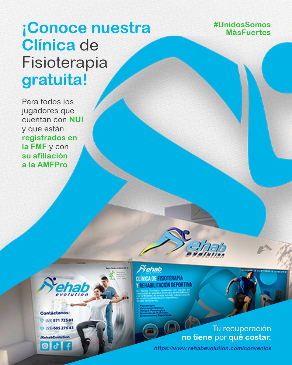 AMFproMX's tweet photo. La salud física es el activo más valioso de un futbolista profesional.
 
En AMFpro, ponemos a tu disposición nuestro servicio gratuito de Clínica de Rehabilitación y Fisioterapia

Mándanos un DM para más información o correo a contacto@rehabevolution.com

#UnidosSomosMásFuertes https://t.co/JaDT3tegpj